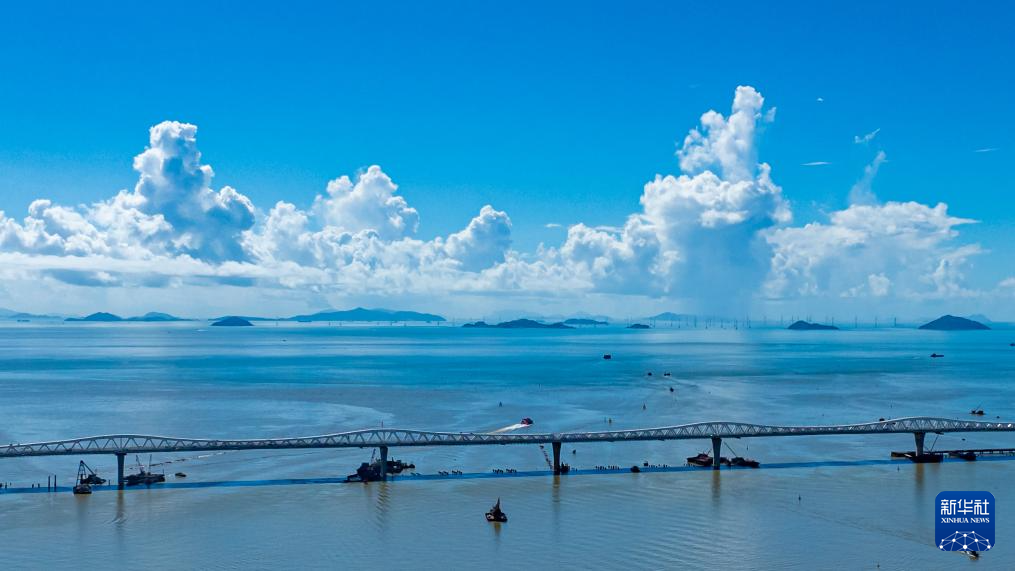7月6日，興建中的澳門大橋（無人機(jī)照片）。