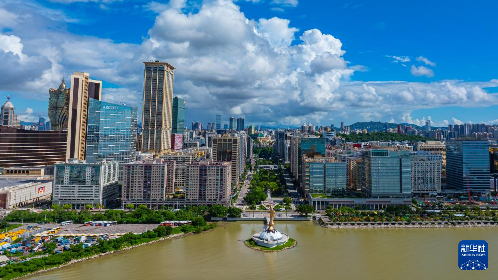 7月6日，澳門新口岸一帶的景色（無(wú)人機(jī)照片）。