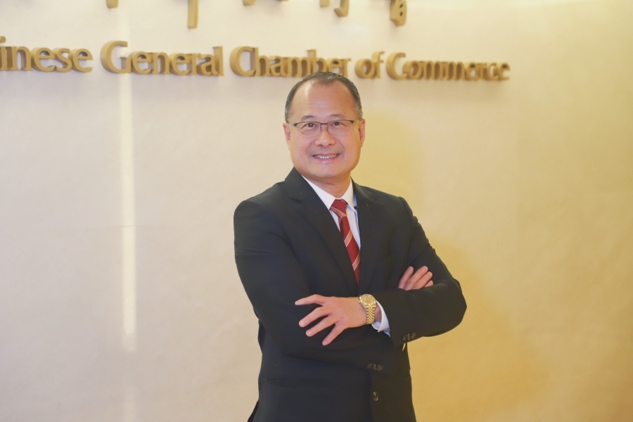 全國(guó)政協(xié)常委、香港中華總商會(huì)會(huì)長(zhǎng)蔡冠深。人民網(wǎng) 吳宇揚(yáng)揚(yáng) 攝
