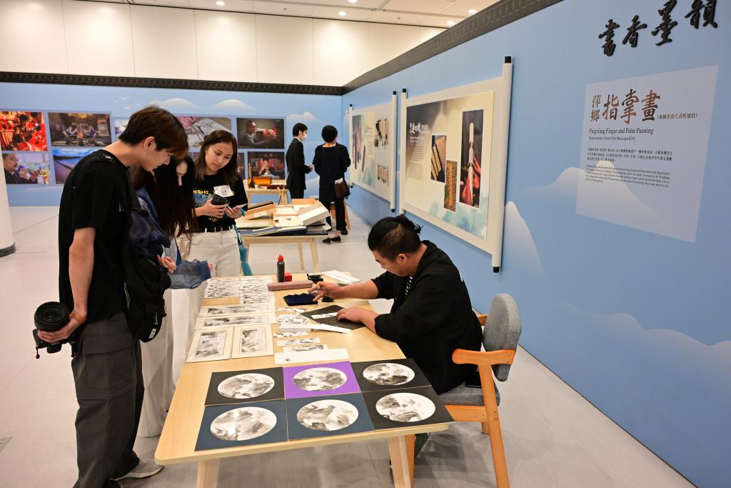 6月13日，記者在展演媒體預展上觀看萍鄉(xiāng)指掌畫展示。新華社記者 朱煒 攝