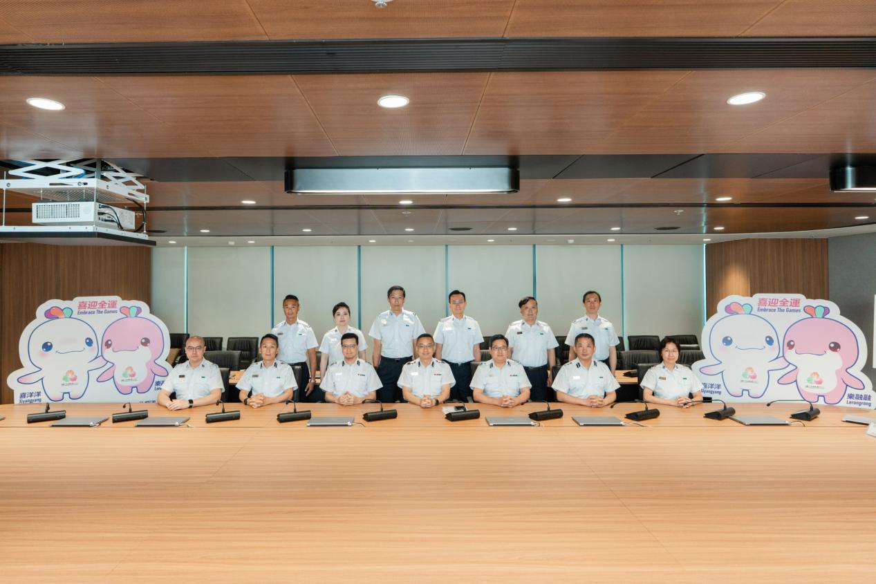 香港入境處為十五運(yùn)會(huì)和殘?zhí)貖W會(huì)舉行桌上推演。香港特區(qū)政府新聞處供圖