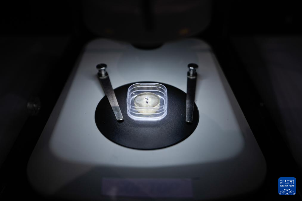 7月31日拍攝的展出的月壤樣品。新華社發(fā)（呂小煒 攝）